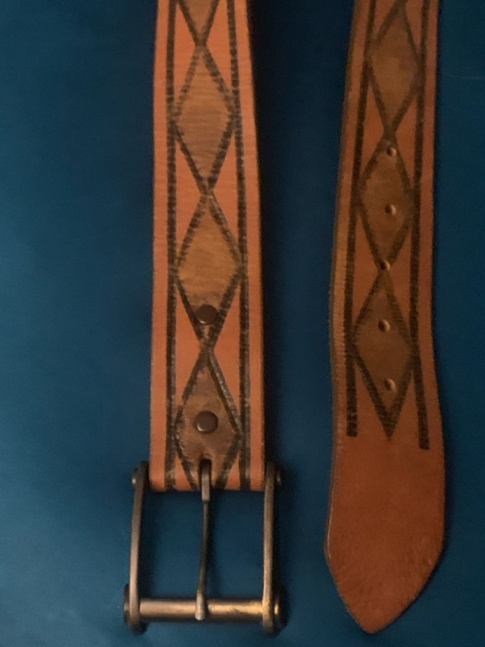 Vintage Unisex Hand Tooled Leather Belt 38”